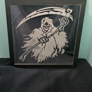 Grim Reaper Black Framed 12 X 12 Mirror